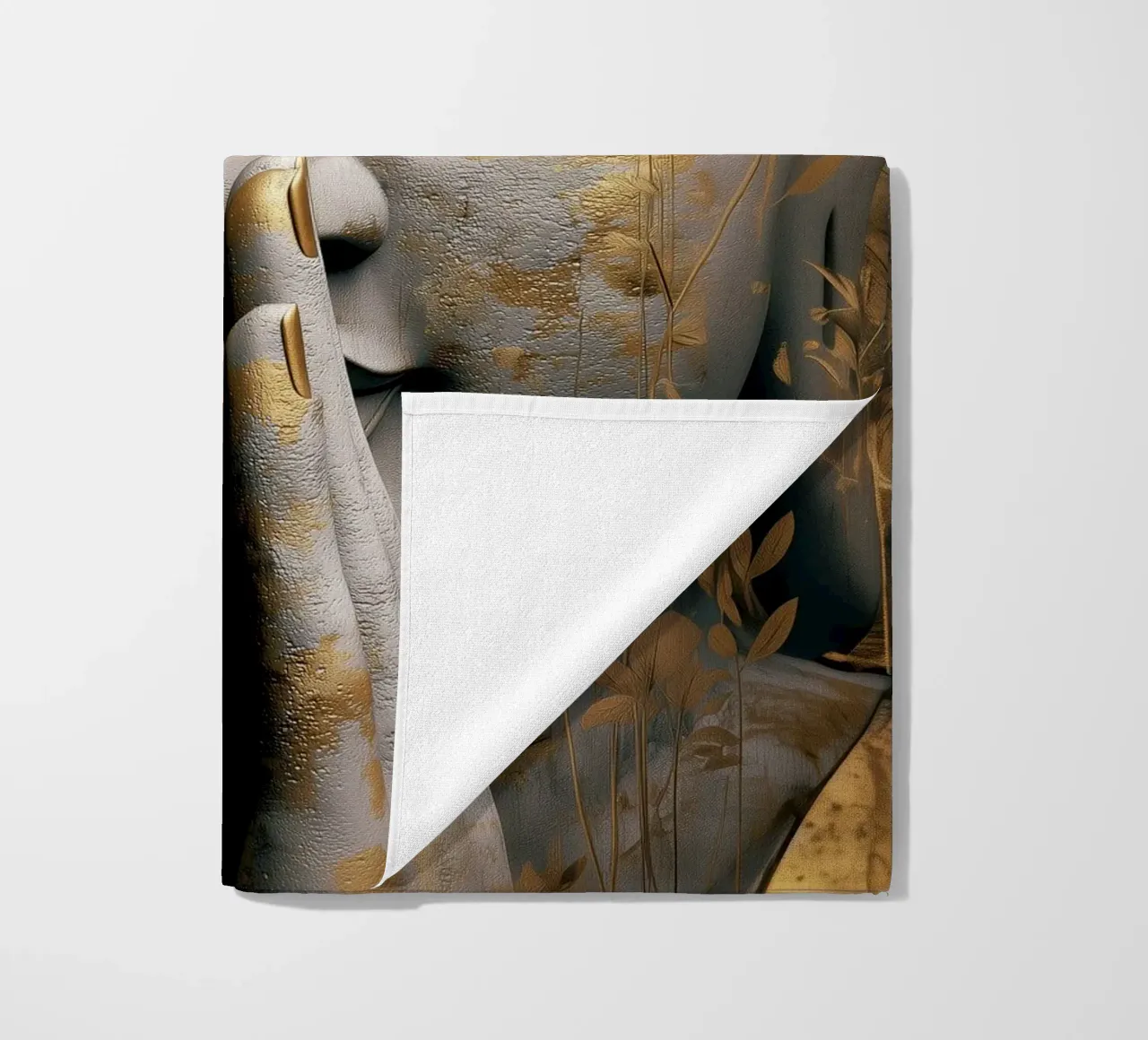 Buddha meditativo in un elegante look in argento e oro telo mare da Autofocus