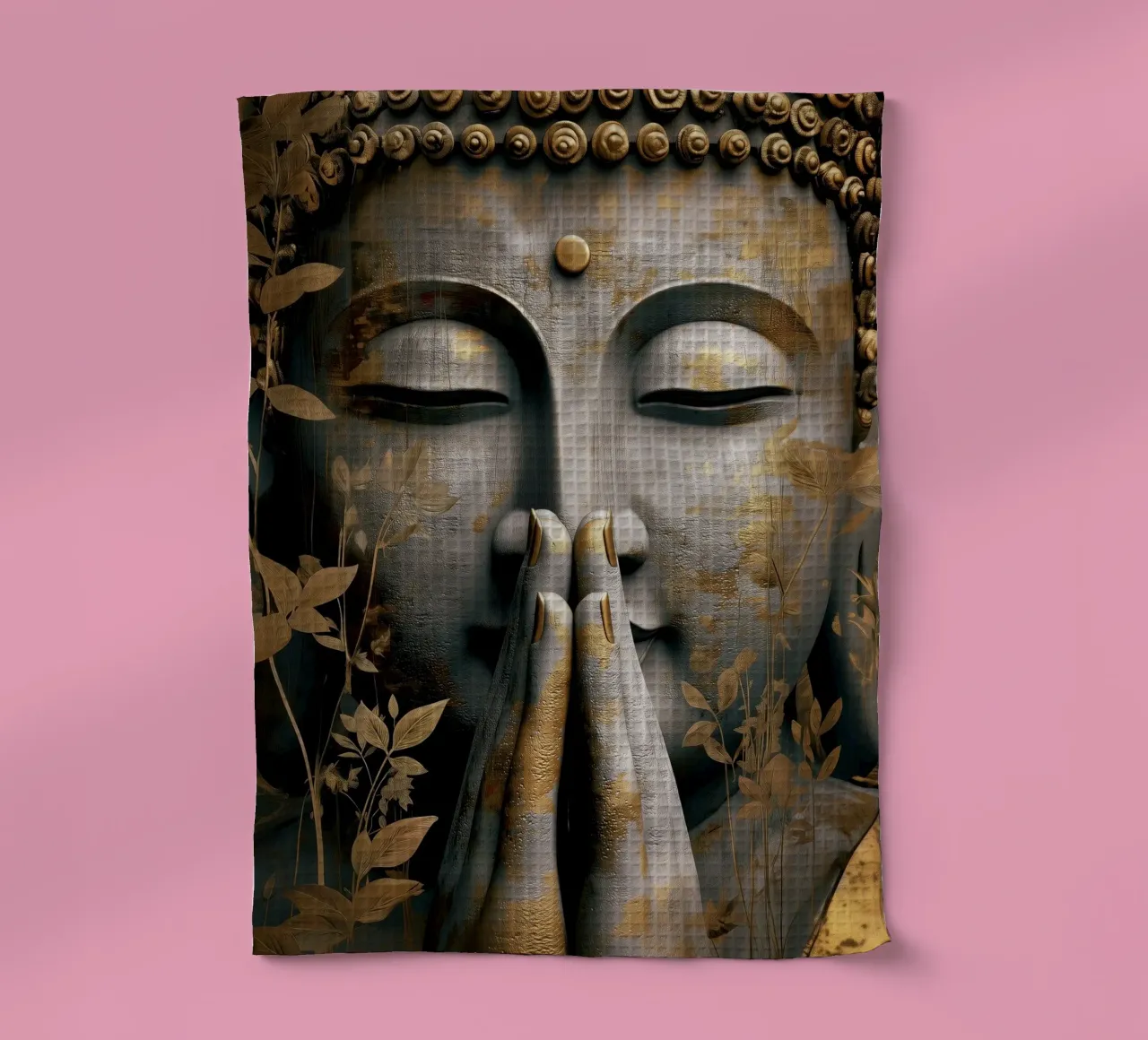 Buddha meditativo in un elegante look in argento e oro canovaccio da cucina da Autofocus