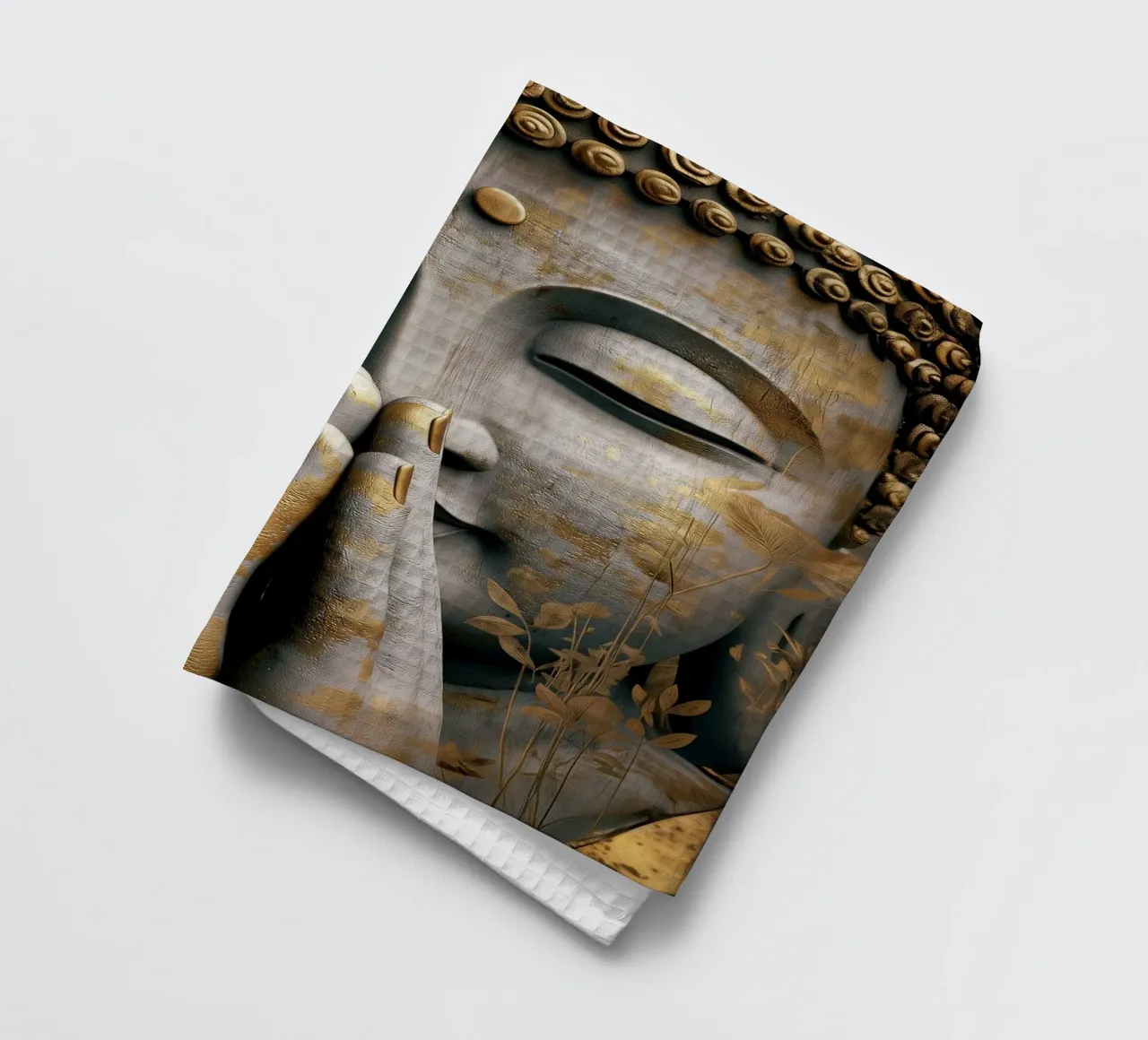 Buddha meditativo in un elegante look in argento e oro canovaccio da cucina da Autofocus