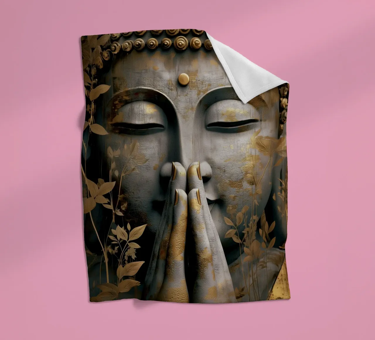 Buddha meditativo in un elegante look in argento e oro coperta in pile da Autofocus