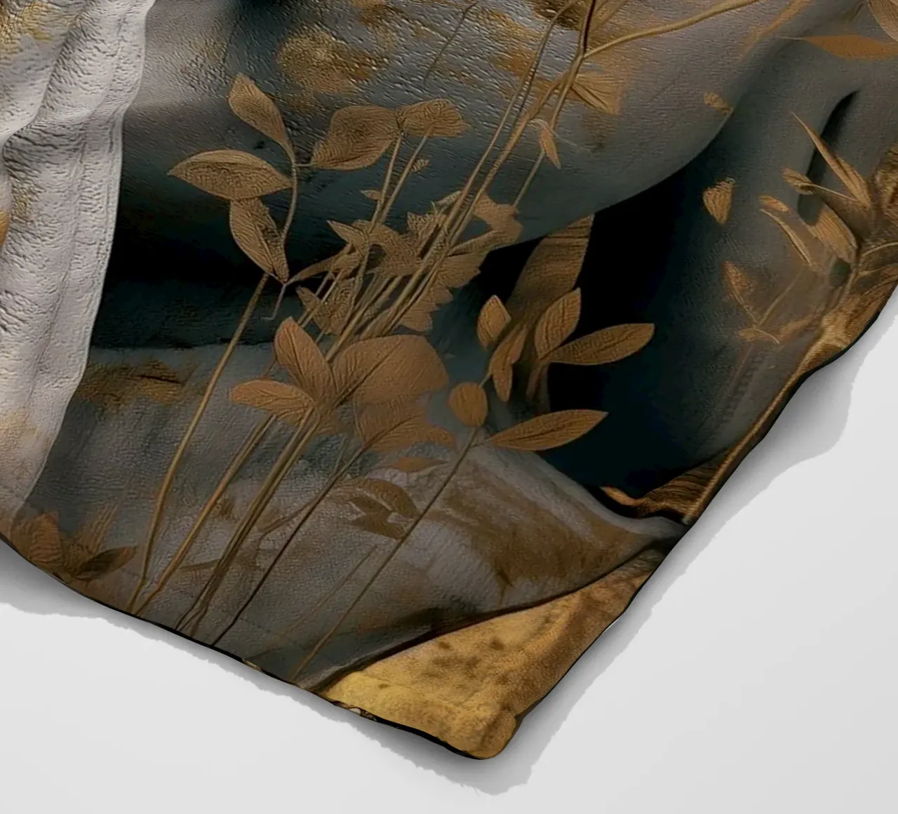 Buddha meditativo in un elegante look in argento e oro coperta in pile da Autofocus