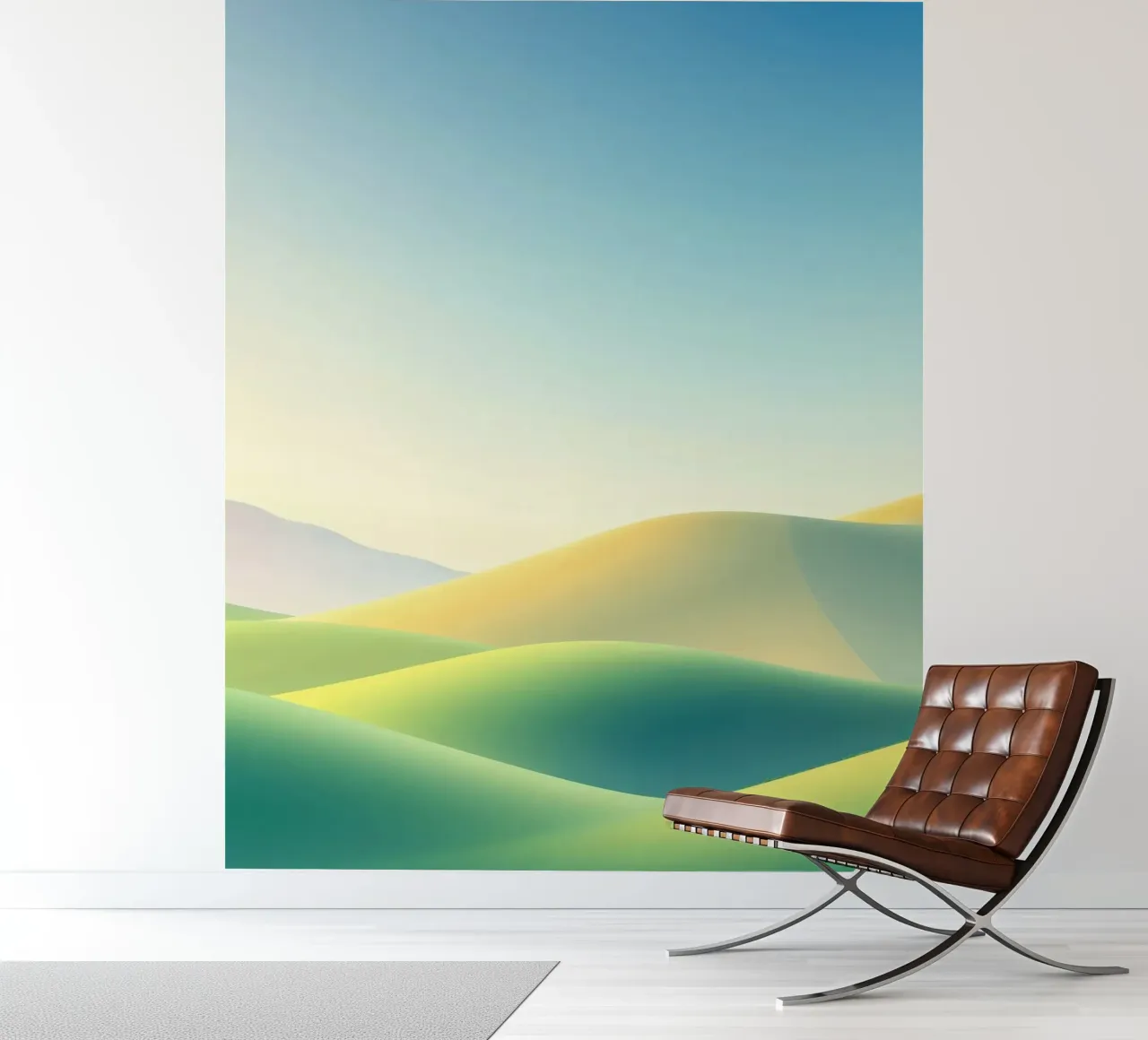 Abstract heuvellandschap met vlaktes fotobehang van RB-Digital-Paintings