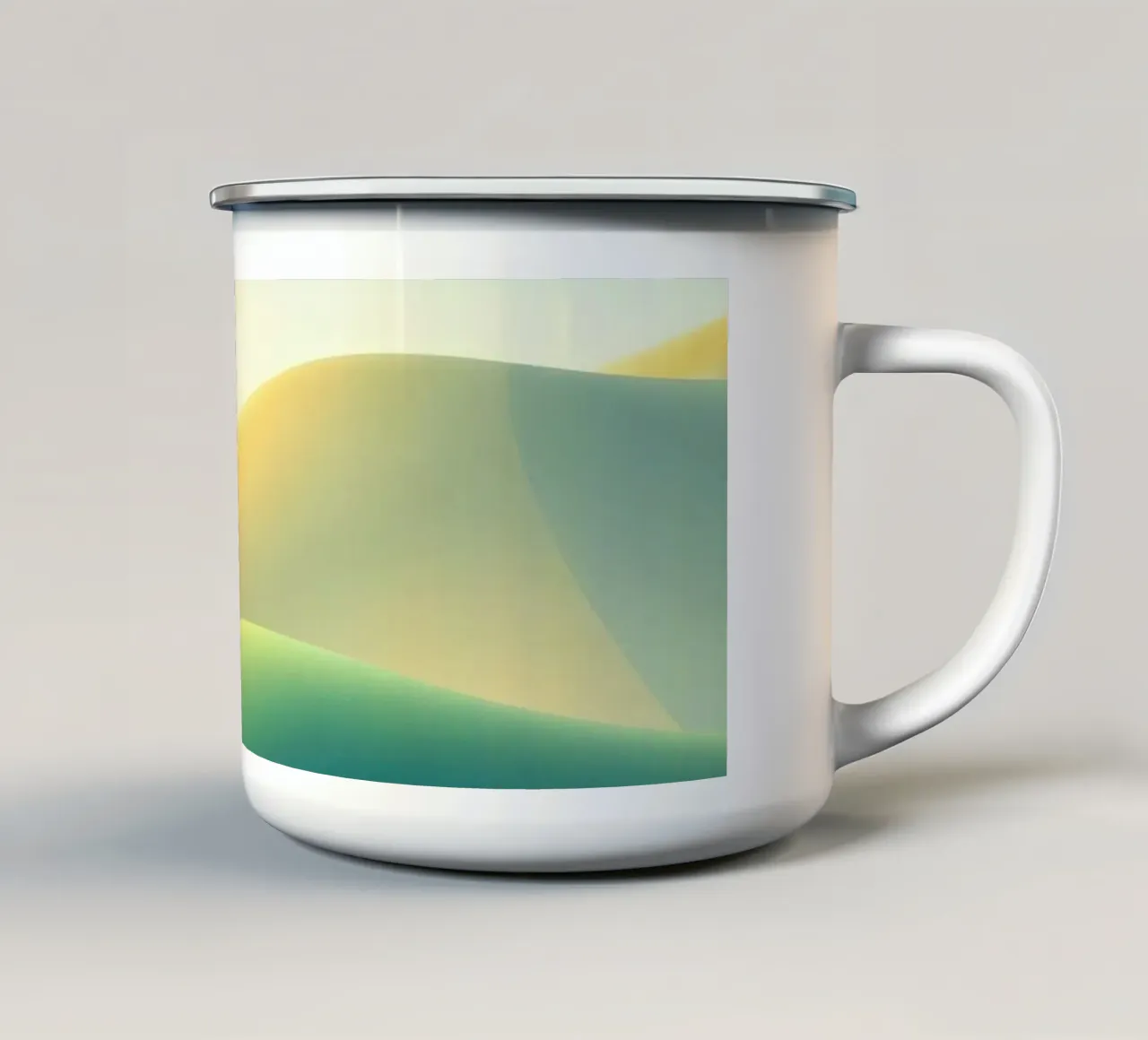 Paesaggio collinare astratto con pianure tazza in smalto da RB-Digital-Paintings