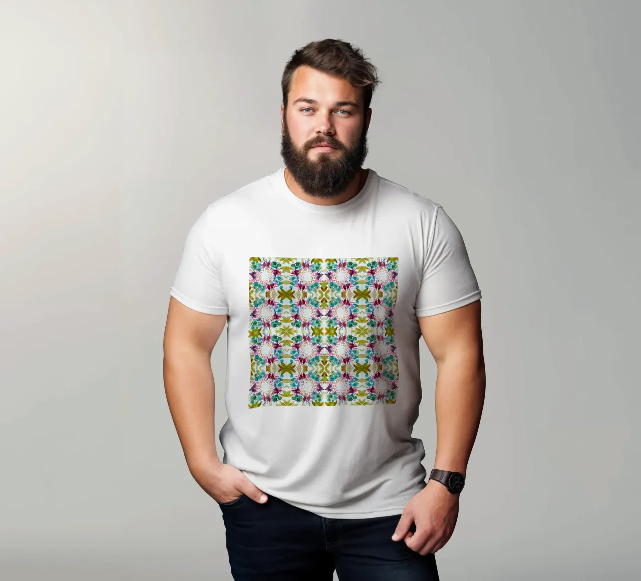 Muster Azulejos style grün 1 Kleeblatt t-shirt da Nica Colorie