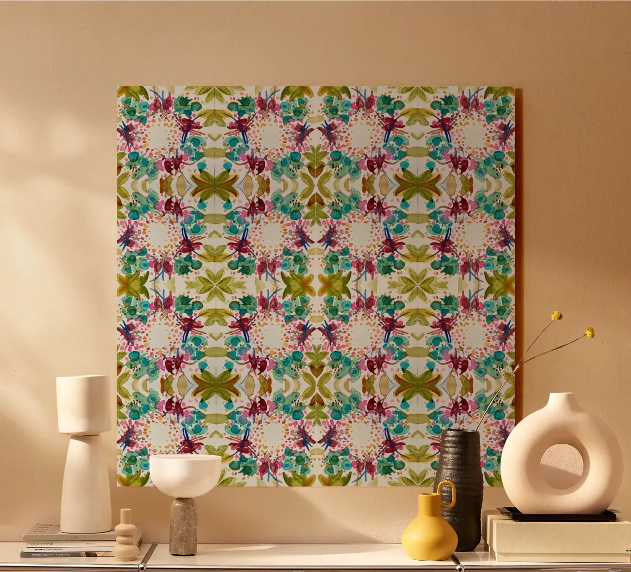 Muster Azulejos style grün 1 Kleeblatt alluminio dibond da Nica Colorie