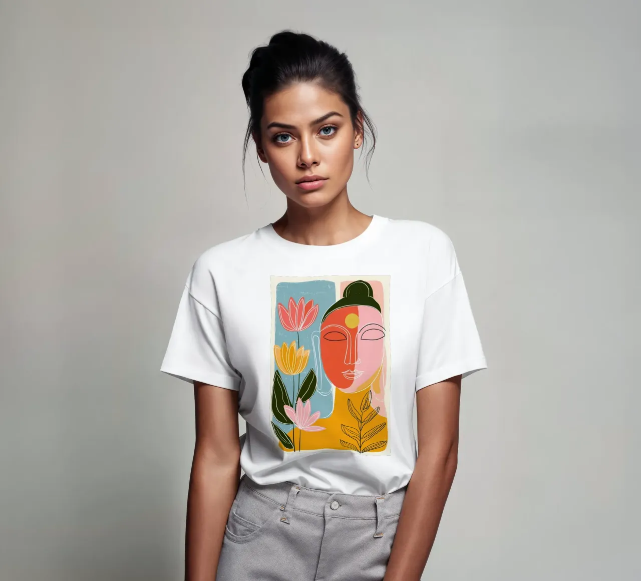 Buddha a forma di piuma - design retrò scandinavo t-shirt da Autofocus