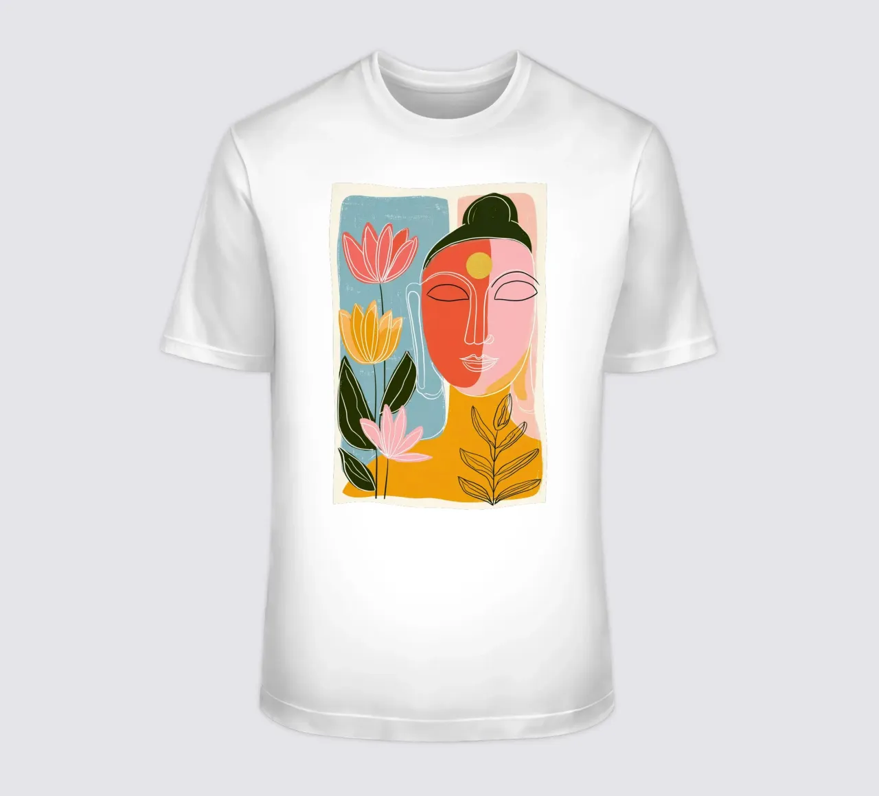 Buddha a forma di piuma - design retrò scandinavo t-shirt da Autofocus