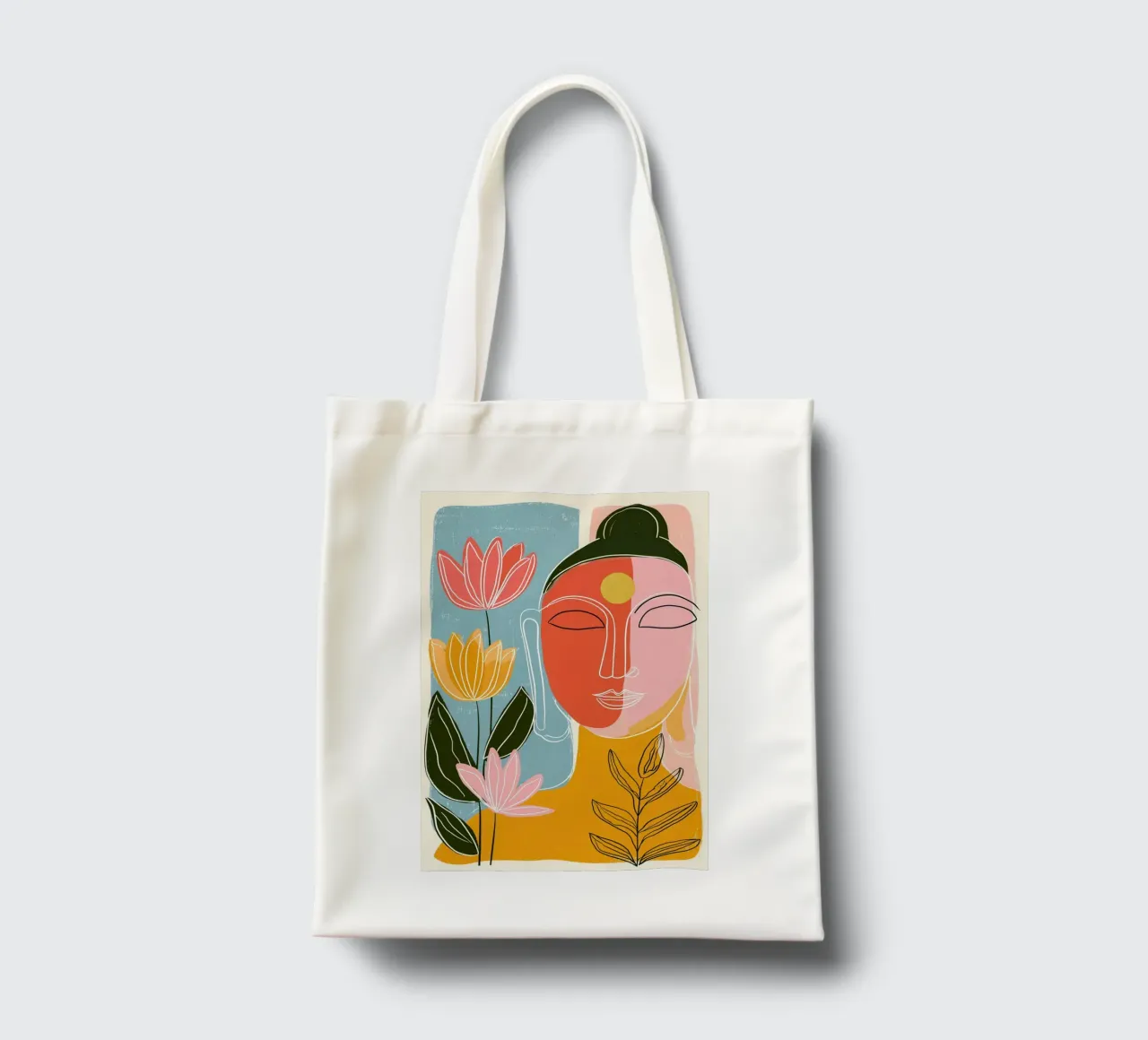 Buddha a forma di piuma - design retrò scandinavo borsa in juta da Autofocus