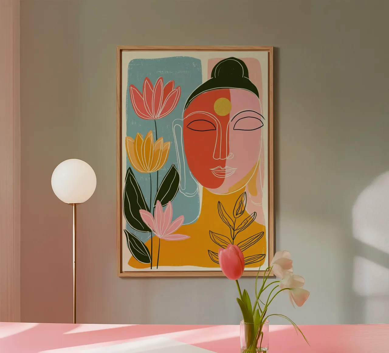 Buddha a forma di piuma - design retrò scandinavo alluminio dibond da Autofocus