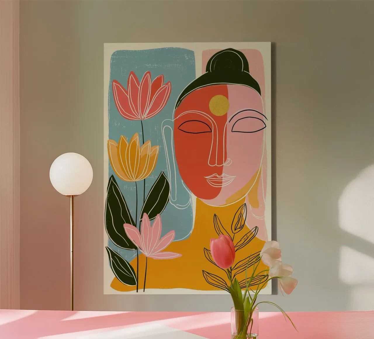 Buddha a forma di piuma - design retrò scandinavo tela da Autofocus
