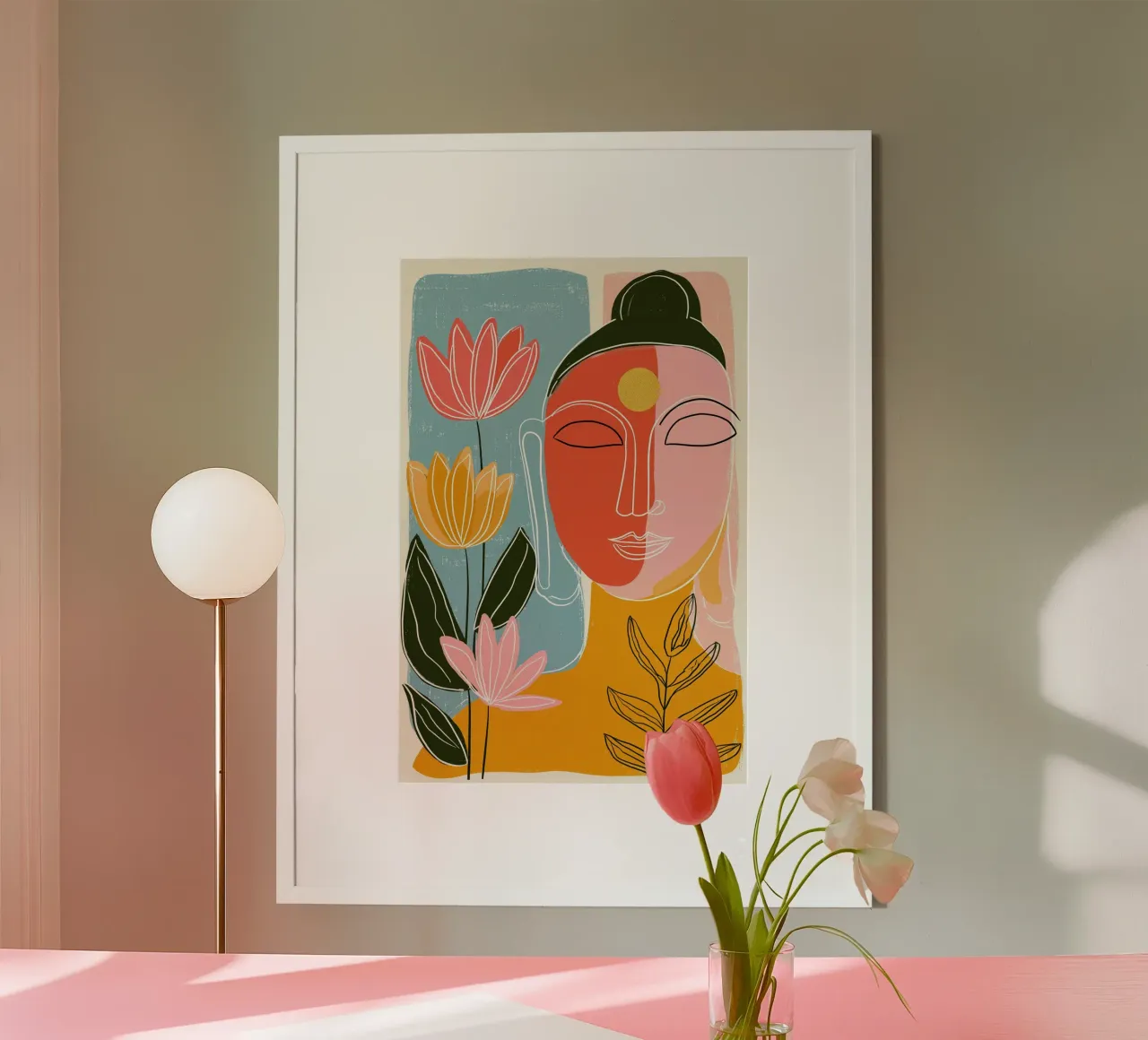 Buddha a forma di piuma - design retrò scandinavo carta hahnemühle da Autofocus