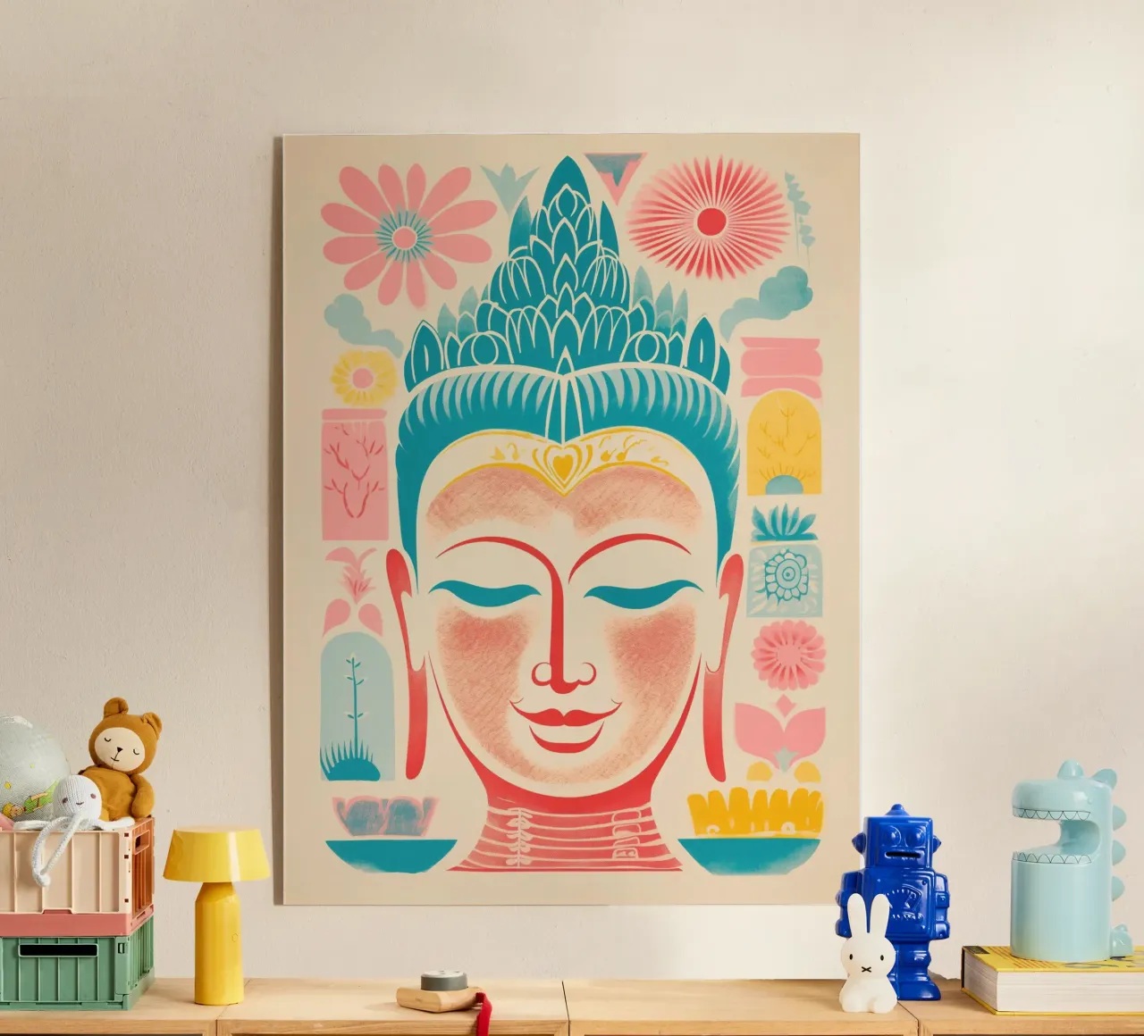 Buddha scandinavo giocoso e design di metà secolo plexiglass da Autofocus