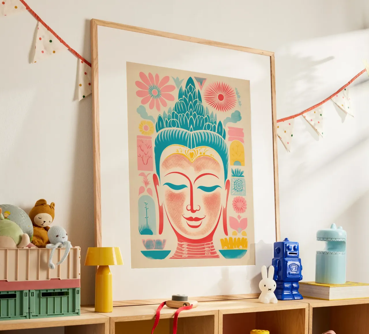 Buddha scandinavo giocoso e design di metà secolo carta hahnemühle da Autofocus