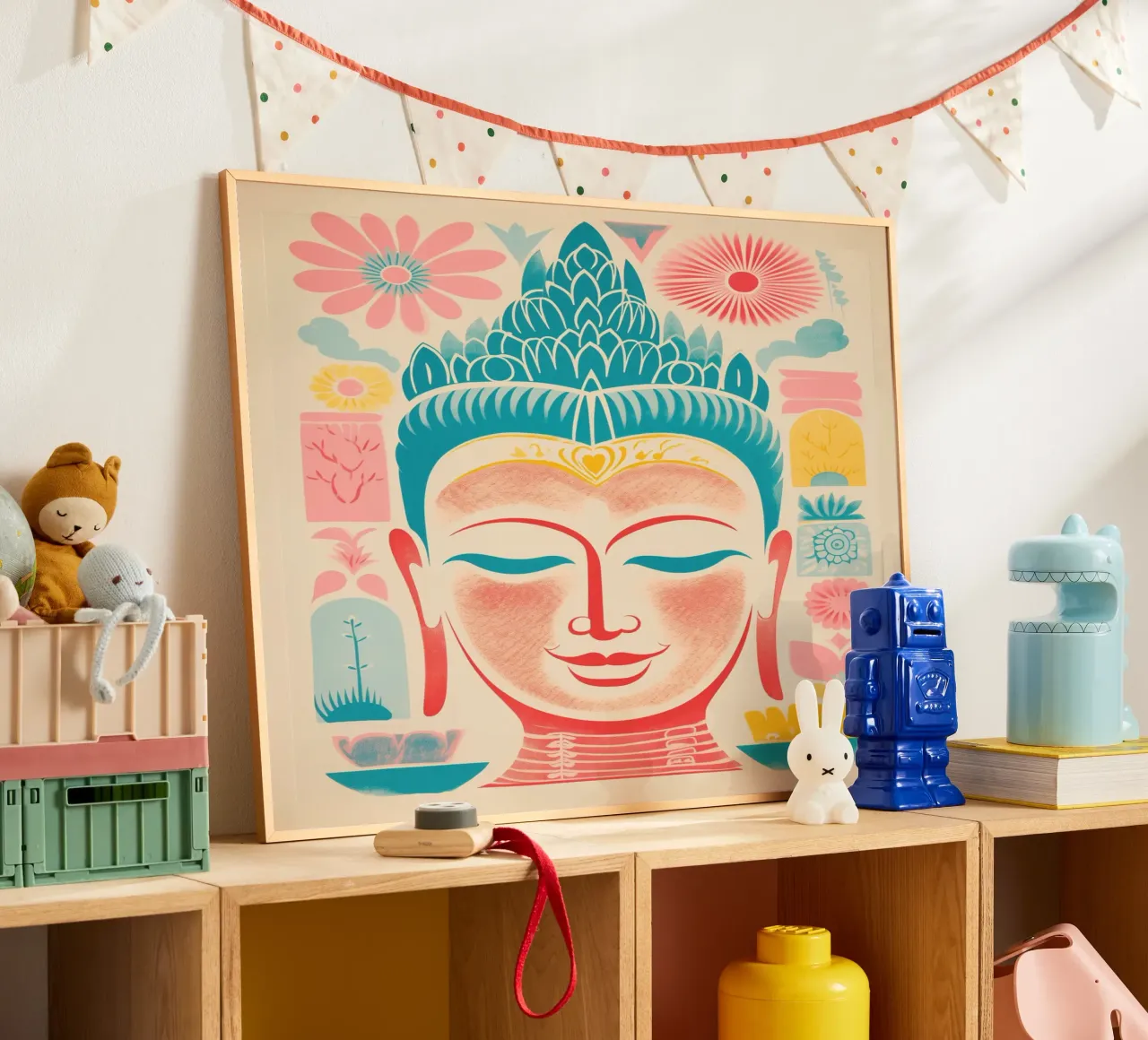 Buddha scandinavo giocoso e design di metà secolo carta hahnemühle da Autofocus