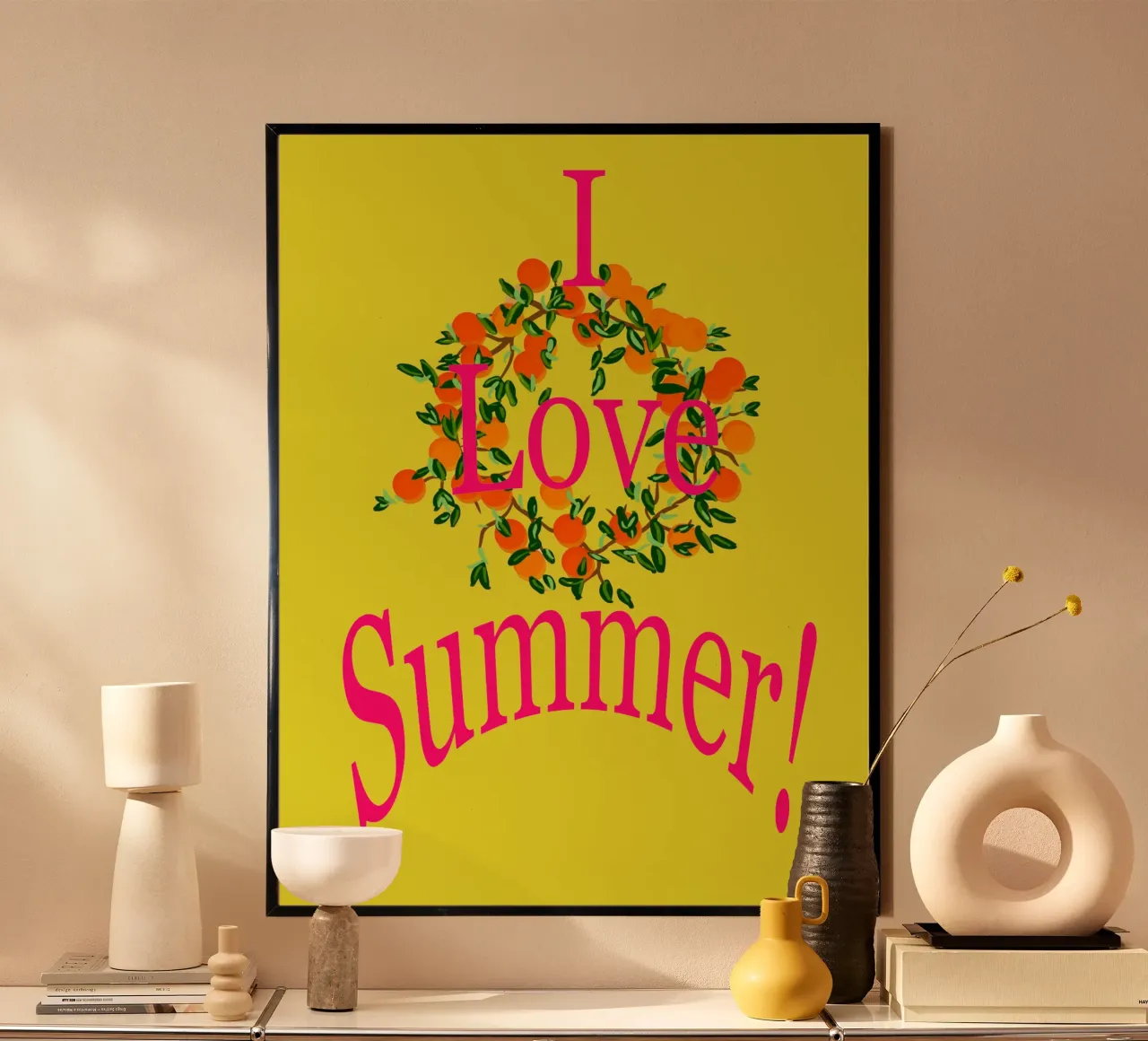 I Love Summer poster con telaio in legno da Nica Colorie