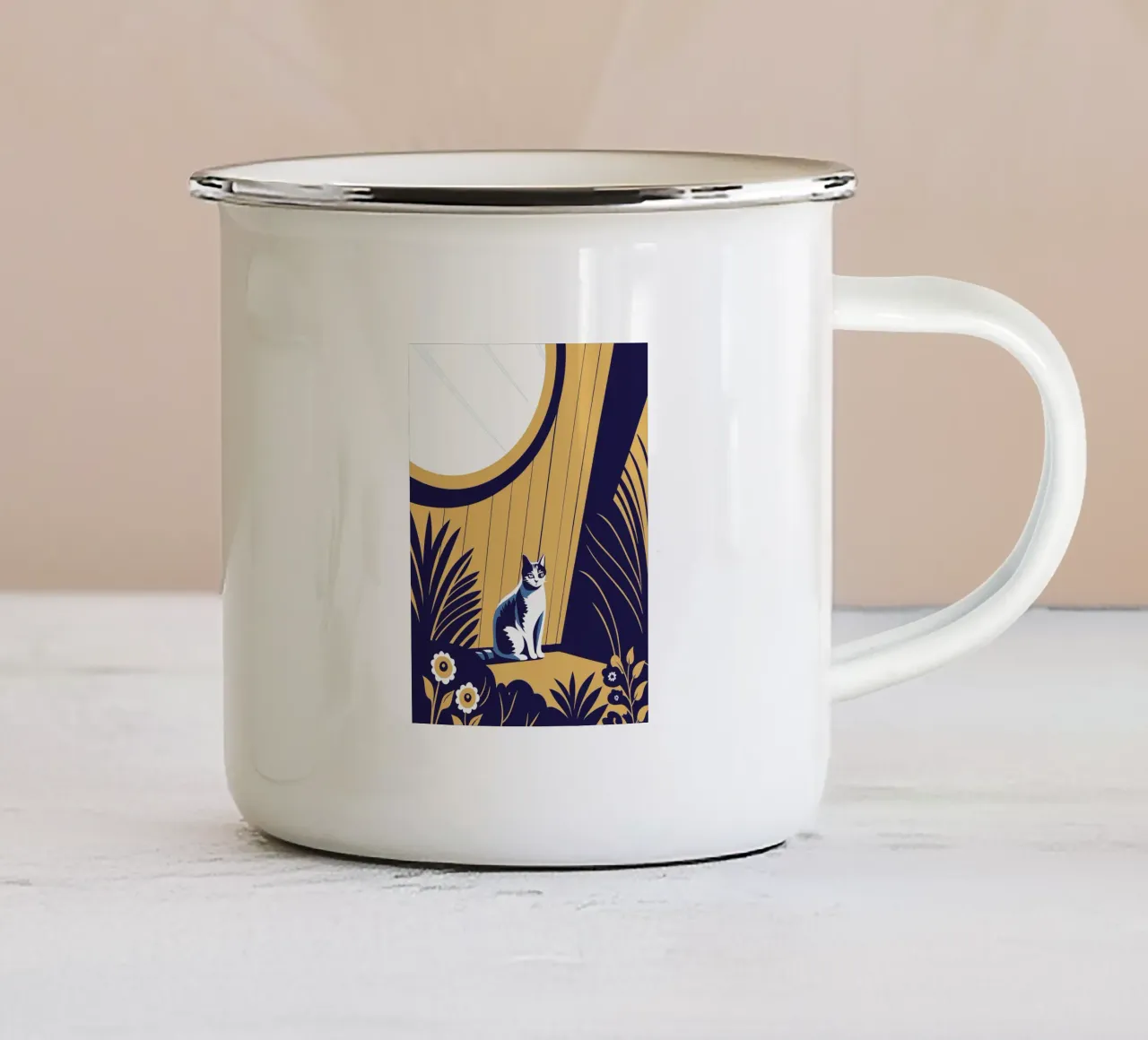 Gatto e fiore tazza in smalto da STORE PRESENCE