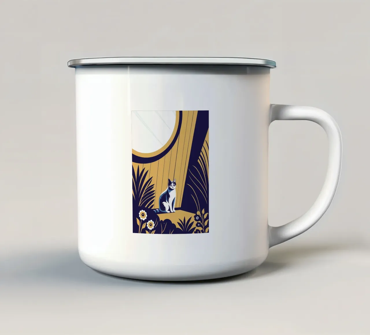Gatto e fiore tazza in smalto da STORE PRESENCE