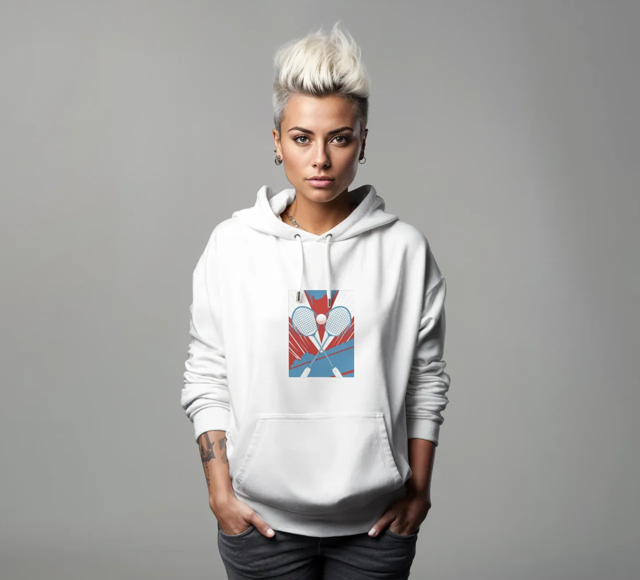 Dos raquetas de tenis sudadera con capucha de STORE PRESENCE