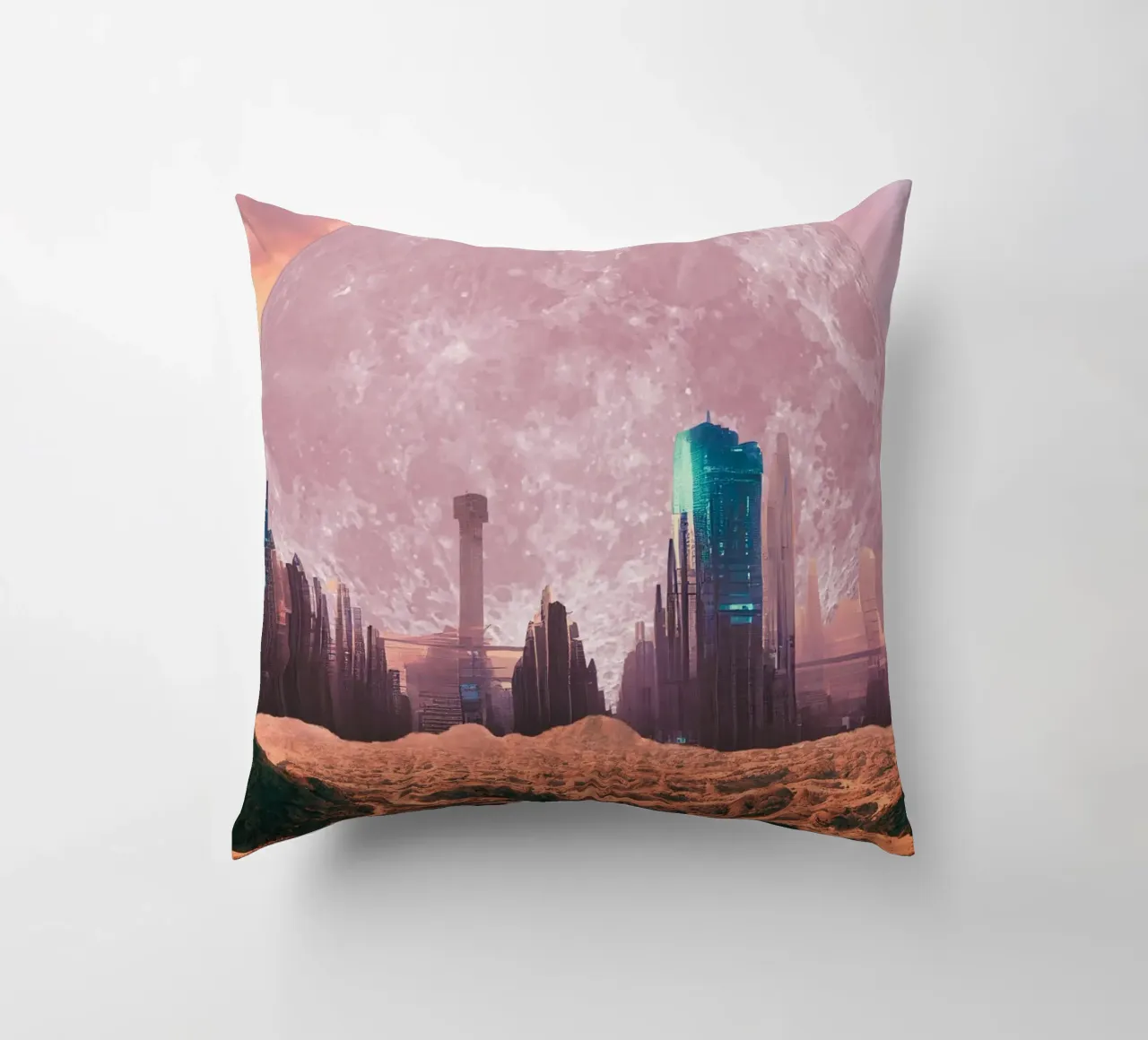 città rosa futuristica cuscino da Berwies Artwork