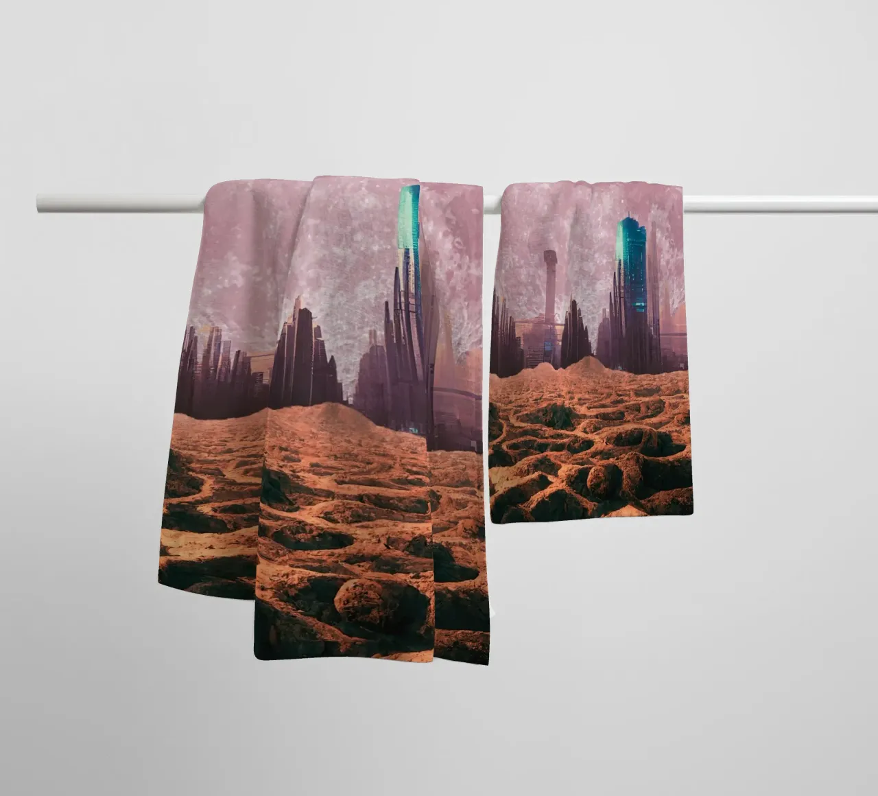 città rosa futuristica asciugamano da bagno da Berwies Artwork