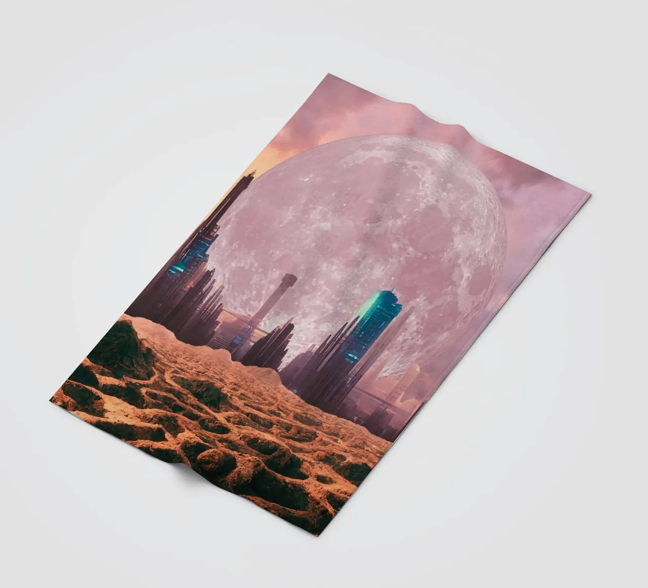 città rosa futuristica coperta in pile da Berwies Artwork