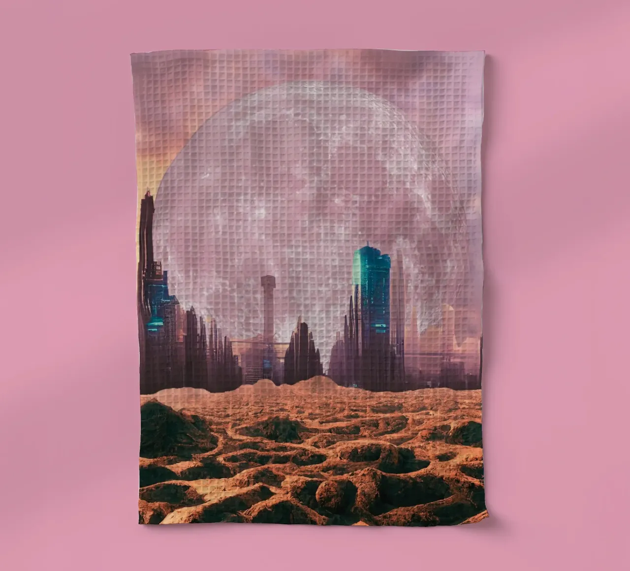 città rosa futuristica canovaccio da cucina da Berwies Artwork