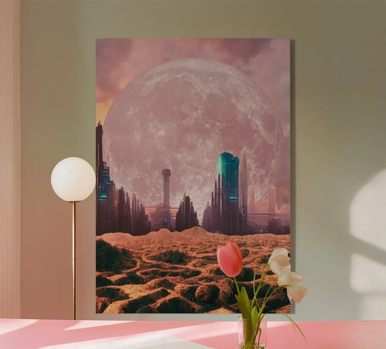 città rosa futuristica plexiglass da Berwies Artwork