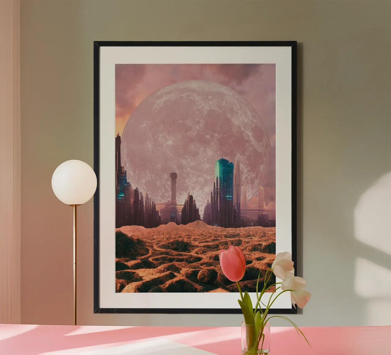 città rosa futuristica carta hahnemühle da Berwies Artwork