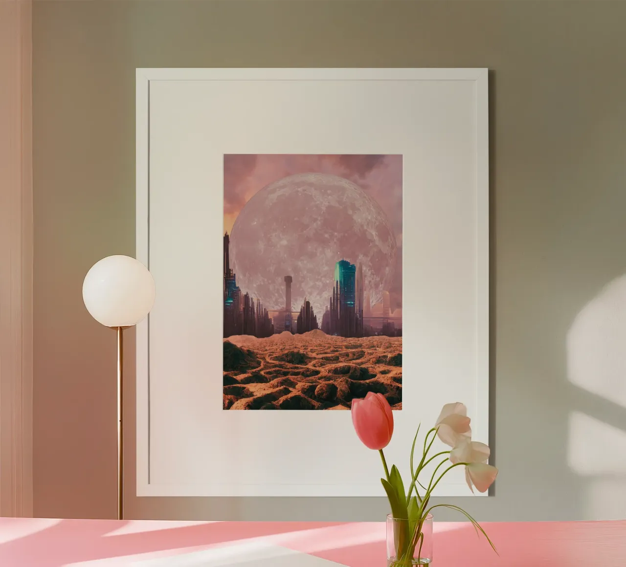 città rosa futuristica carta hahnemühle da Berwies Artwork