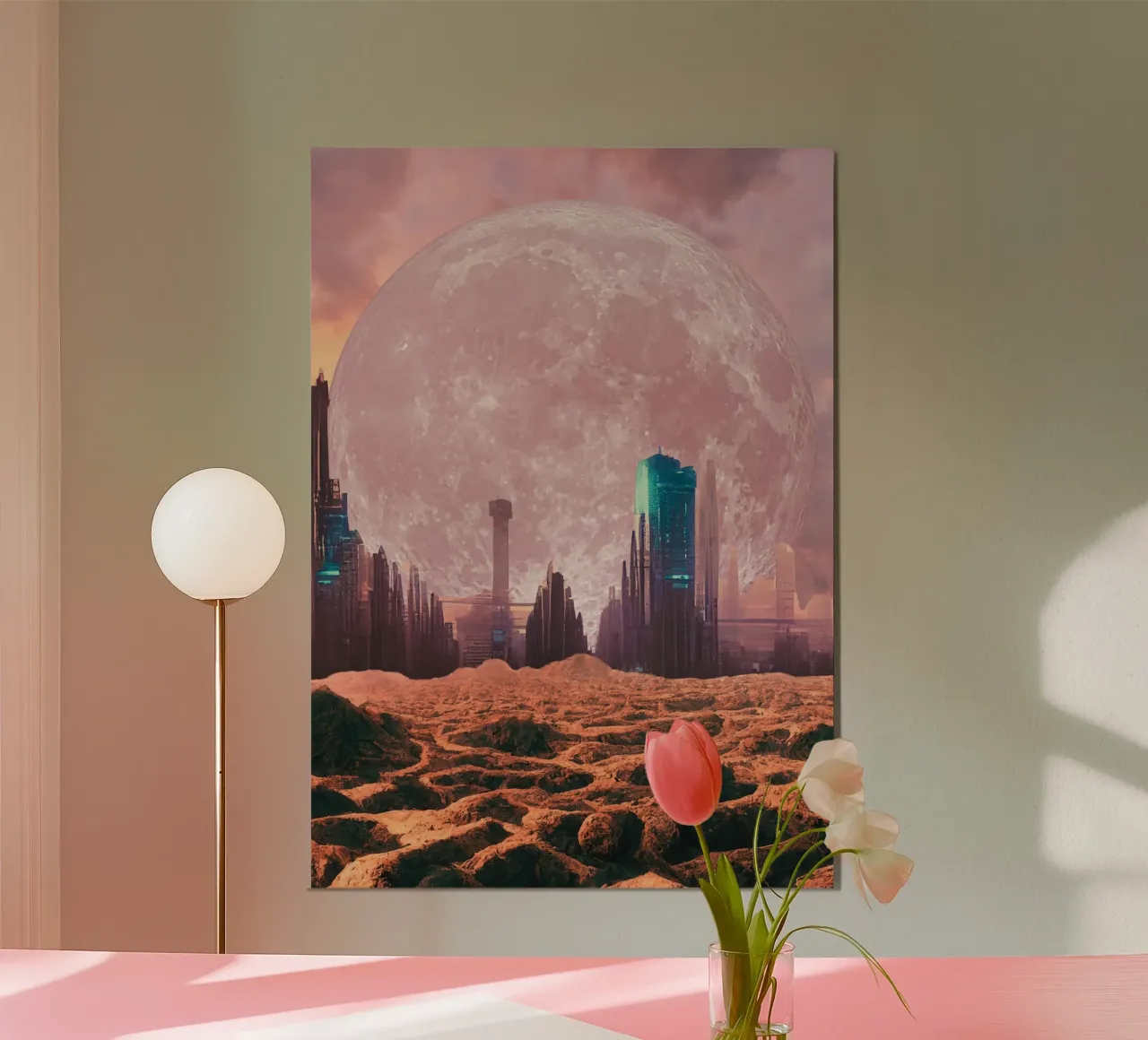 città rosa futuristica carta hahnemühle da Berwies Artwork