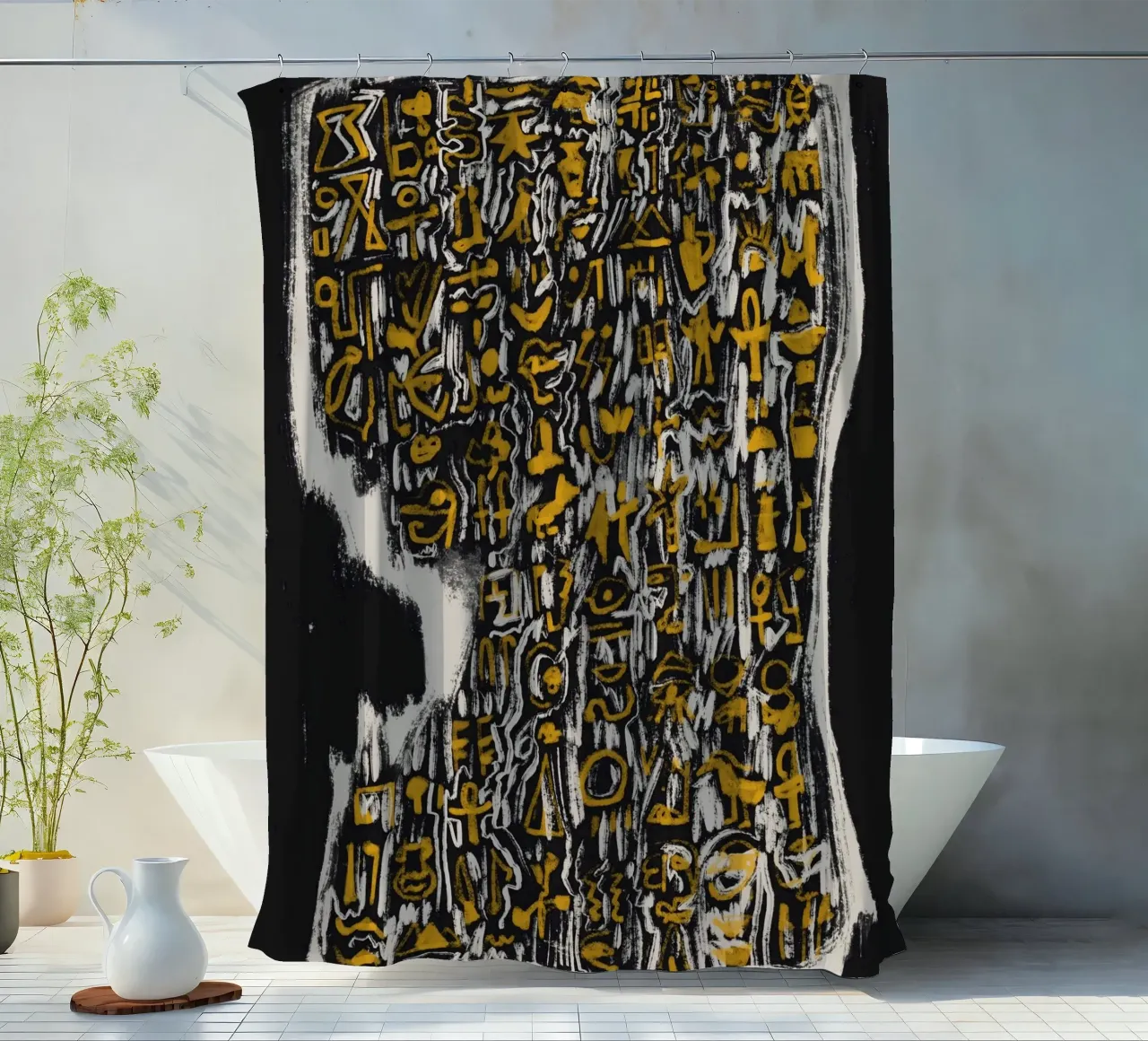 Scriptography shower curtain by Little Dean