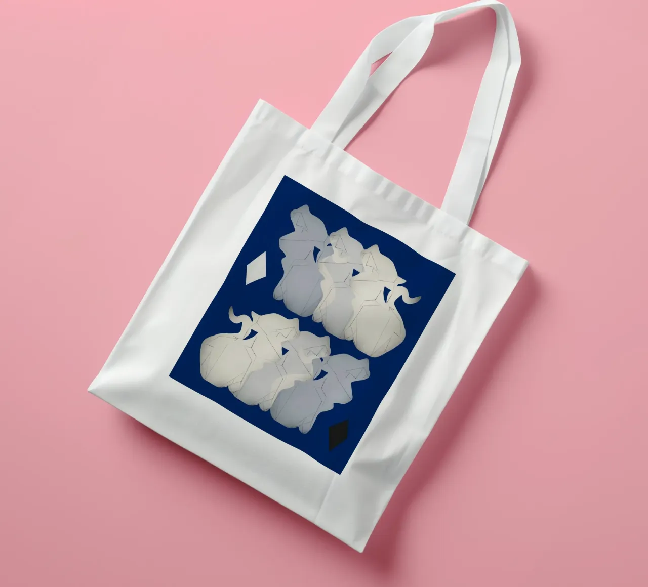 White porcelain cat tote bag by Little Dean