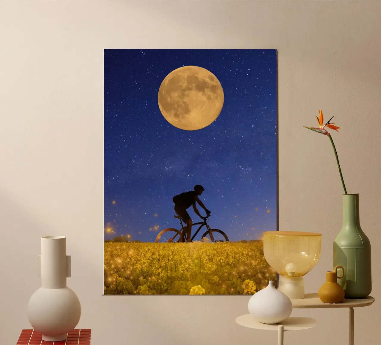 Promenade nocturne sous la lune alu dibond de Berwies Artwork