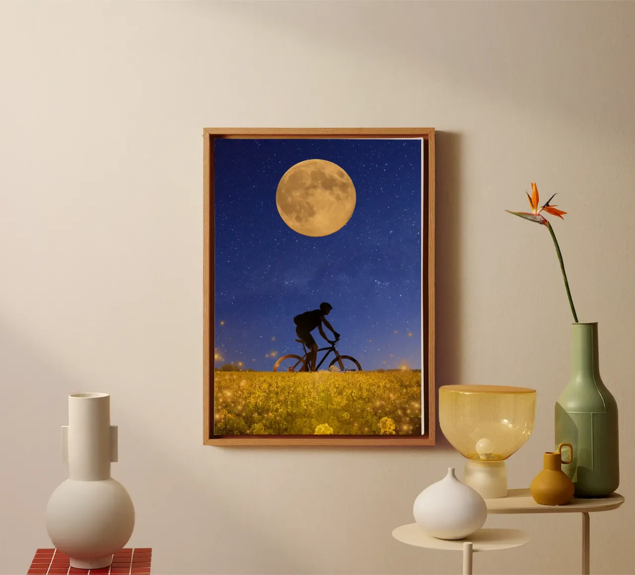 Cavalcata notturna sotto la luna tela con Cornice a cassetta da Berwies Artwork