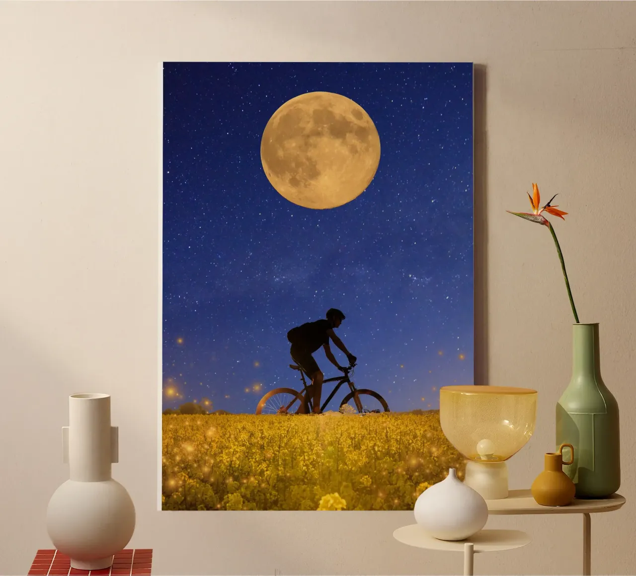 Cavalcata notturna sotto la luna tela con Cornice a cassetta da Berwies Artwork