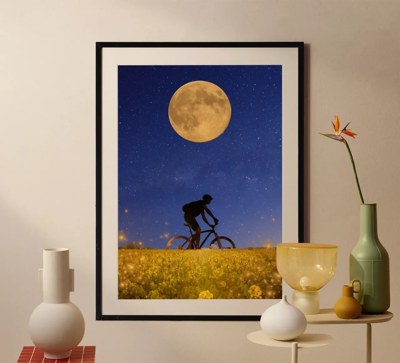 Promenade nocturne sous la lune poster de Berwies Artwork