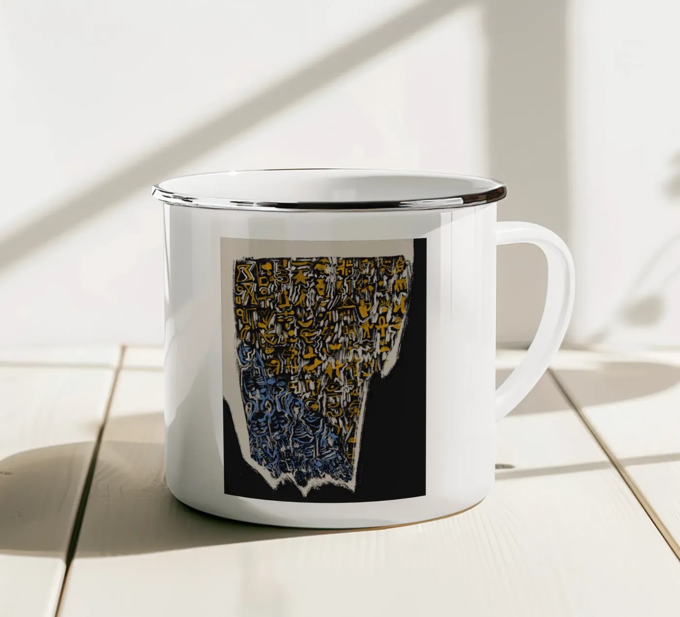Scriptography 02 enamel mug by Little Dean