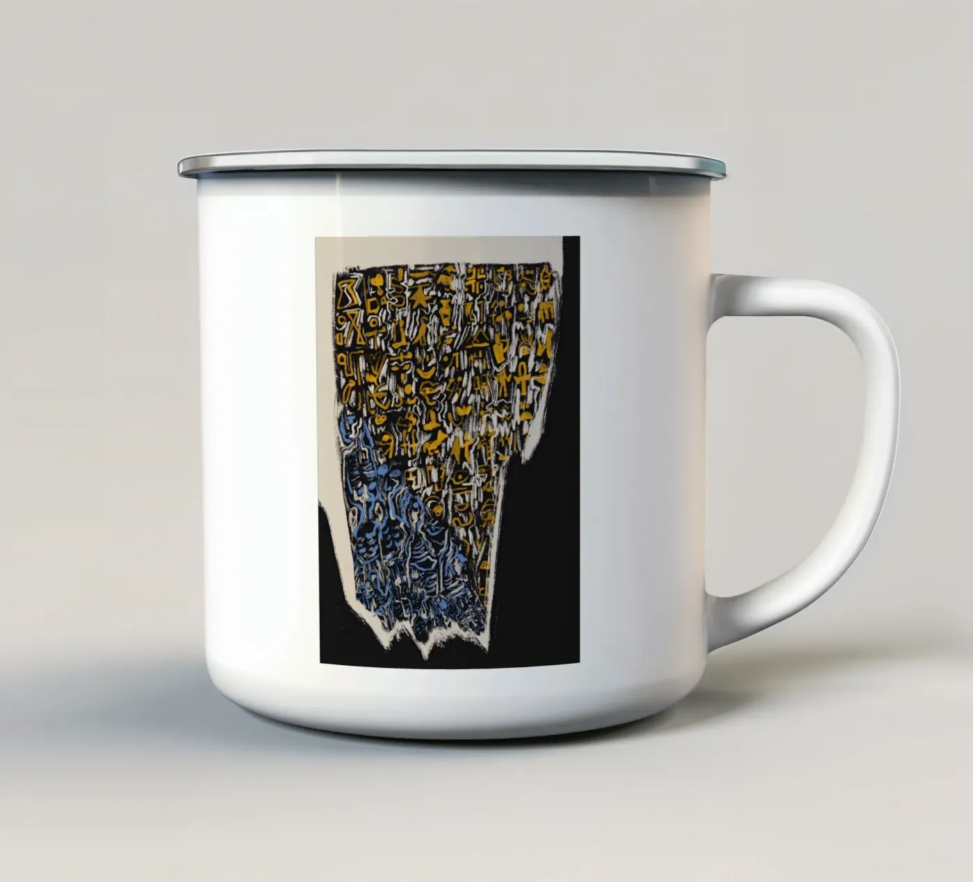 Scriptography 02 enamel mug by Little Dean