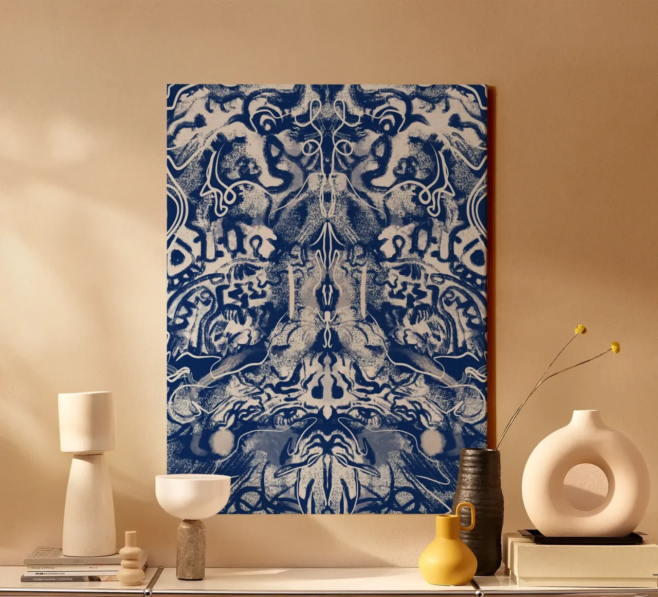 China blauw rorschach 02 canvas met Baklijst van Little Dean