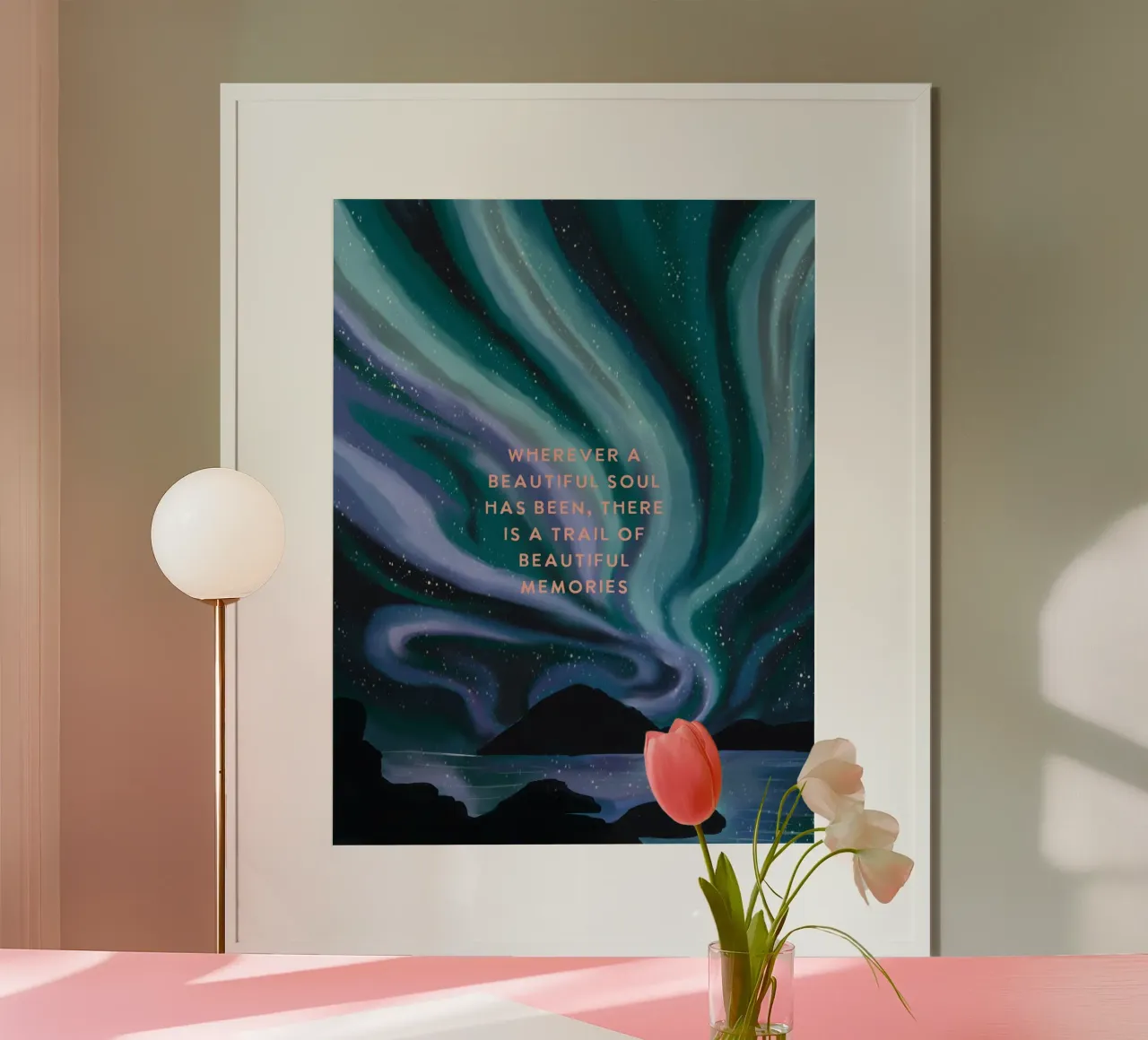 "Ovunque sia stata un'anima bella" Ricordi, amore, vita poster con telaio in alluminio da This Wild Soul - Illustration