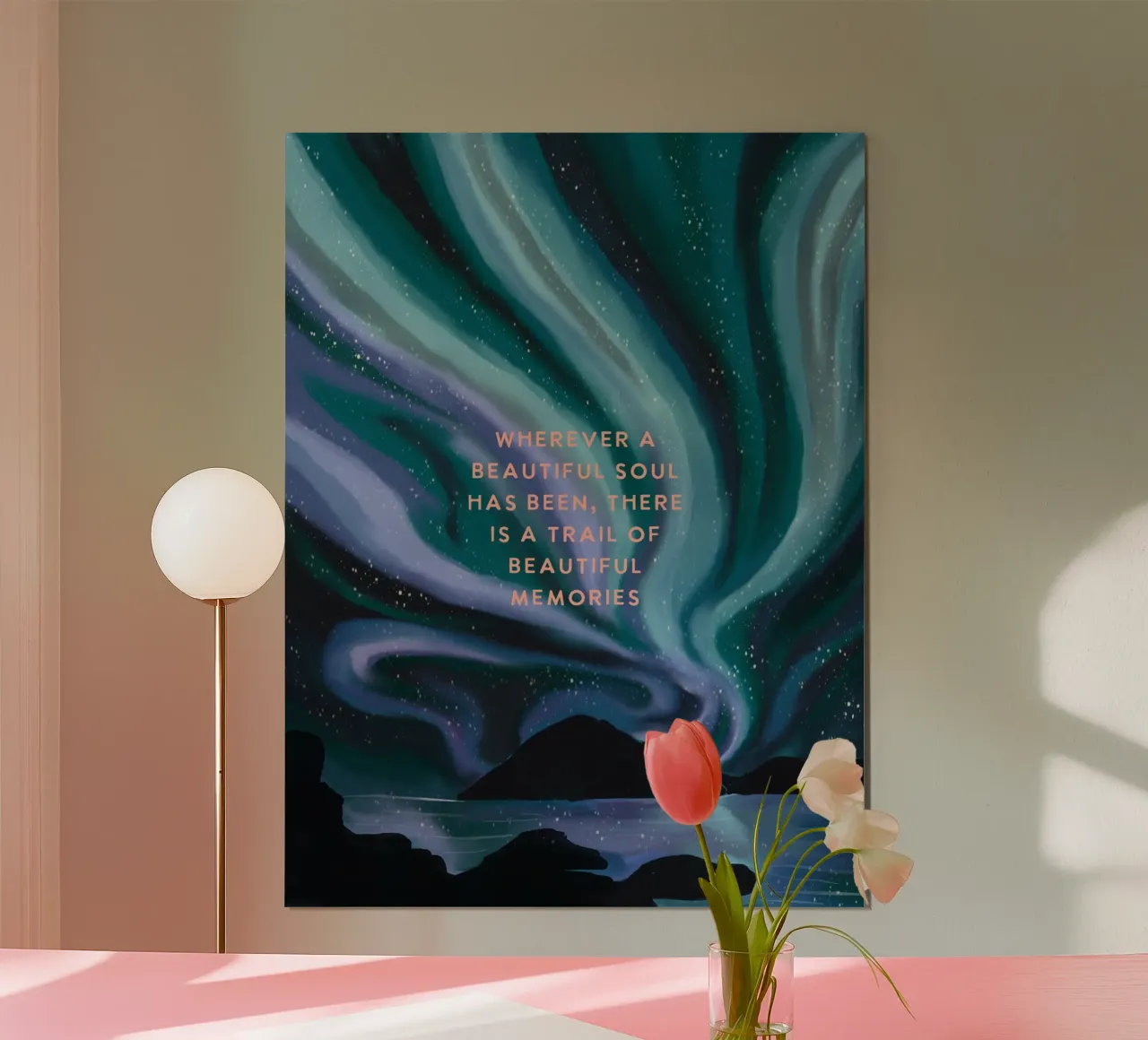 "Ovunque sia stata un'anima bella" Ricordi, amore, vita poster con telaio in alluminio da This Wild Soul - Illustration