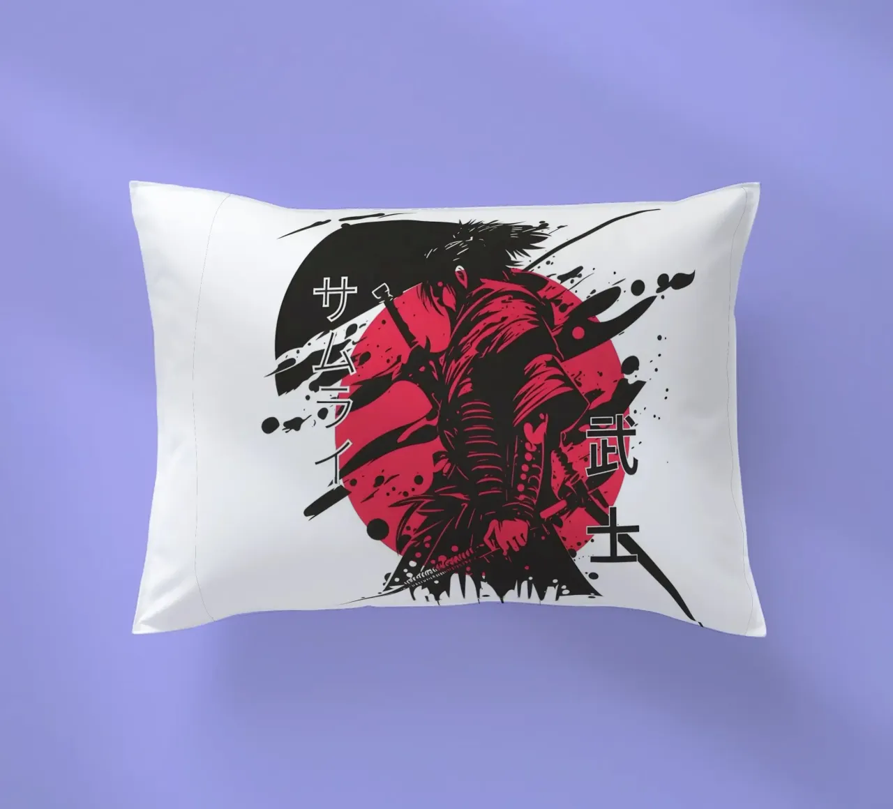 Grafica del guerriero samurai rosso cuscino da Olivia Creator