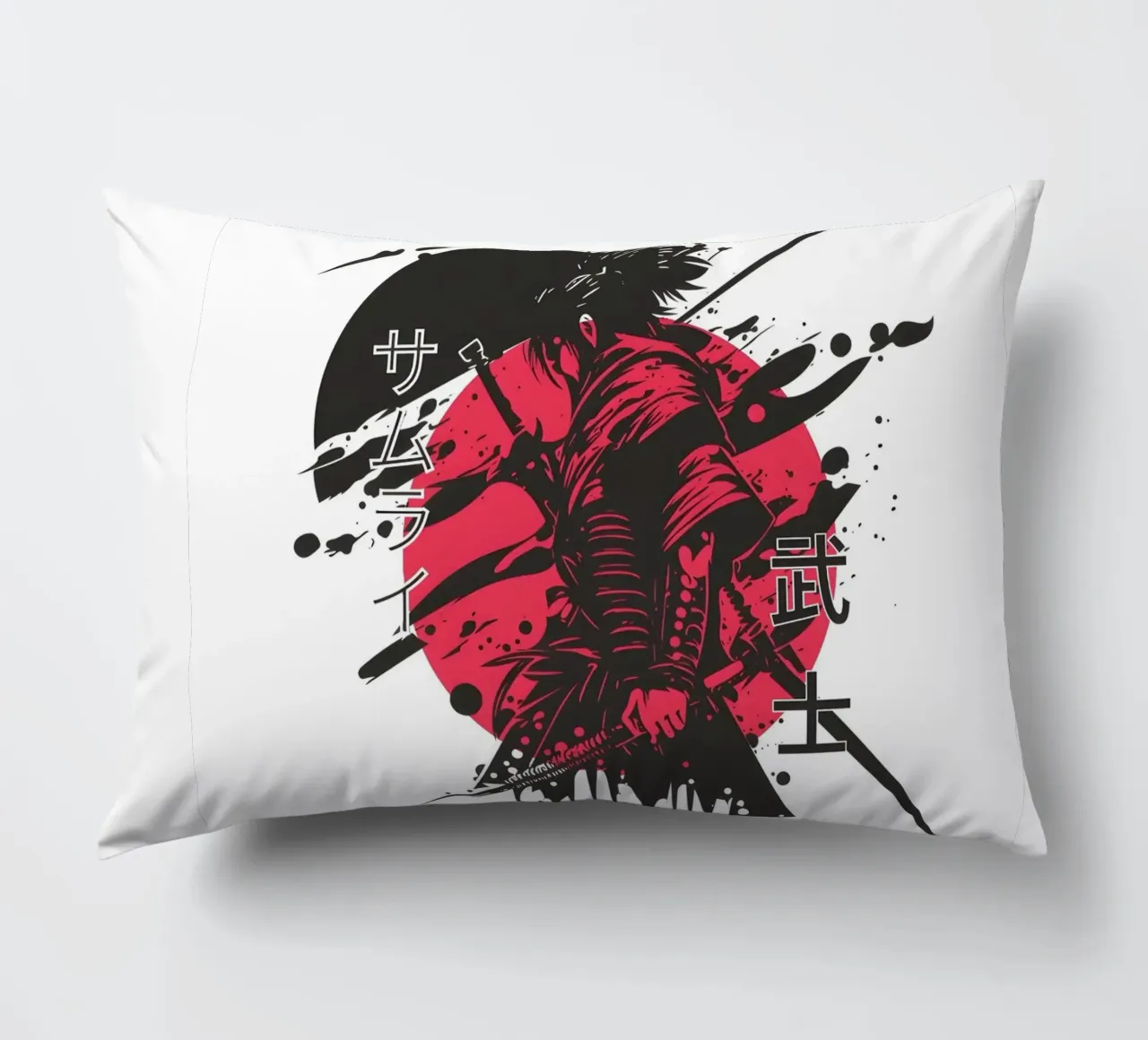 Grafica del guerriero samurai rosso cuscino da Olivia Creator
