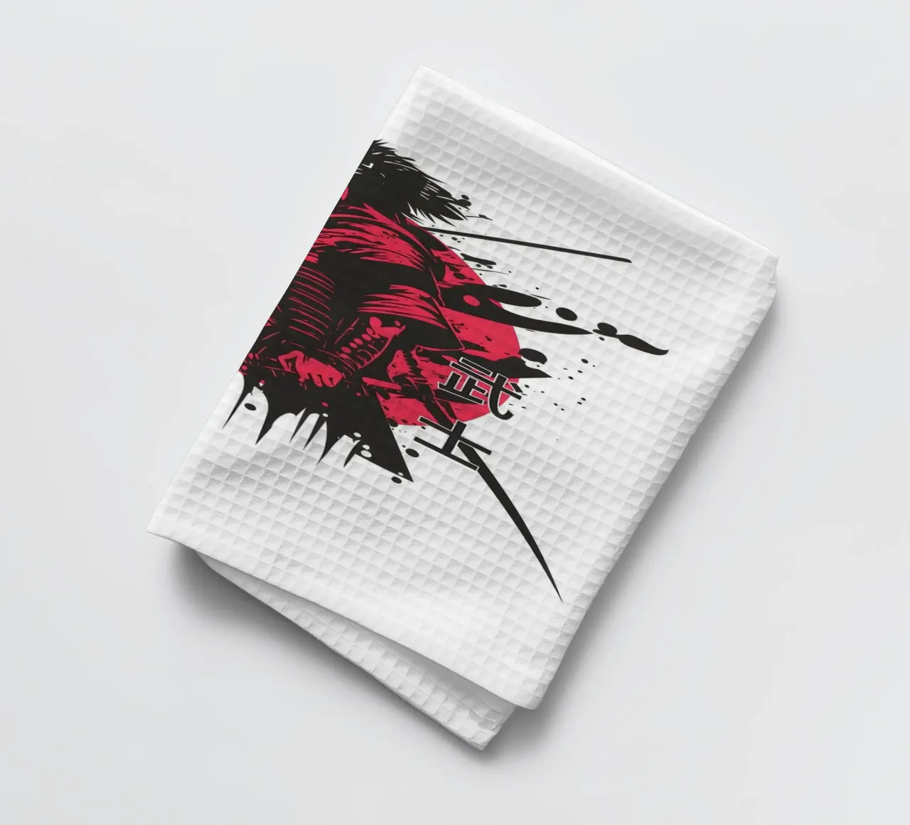 Red Samurai Warrior Graphic tea towel by Olivia Creator