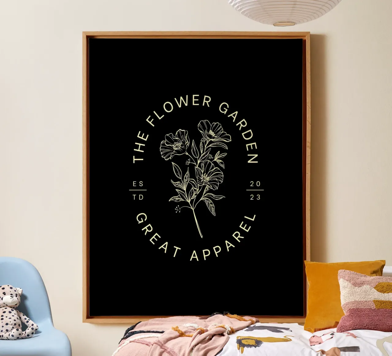 Bloementuin canvas met Baklijst van Olivia Creator