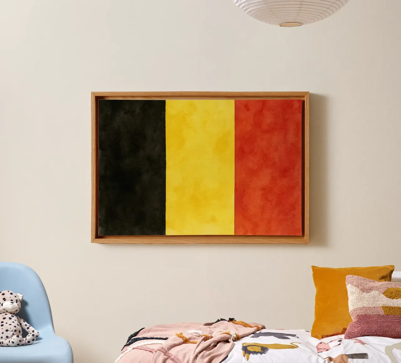 Bandiera del Belgio - Pittura tela con Cornice a cassetta da Kania