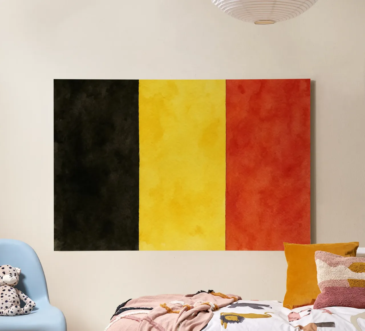 Bandiera del Belgio - Pittura tela con Cornice a cassetta da Kania
