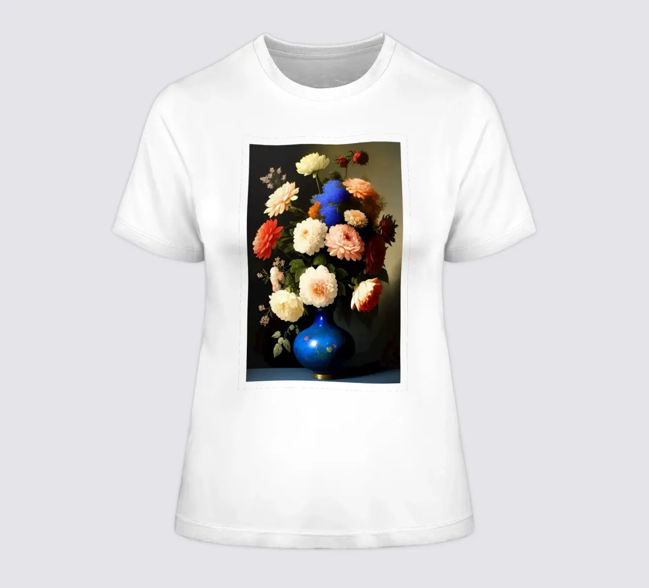 Strandway, Harmonie en schaduwen in blauwe vaas dames t-shirt getailleerd van Strandweg