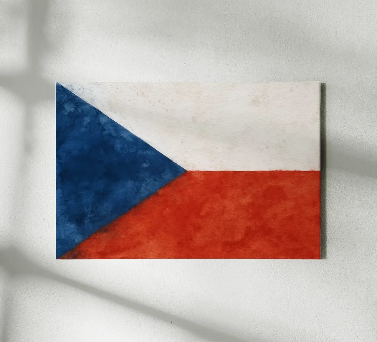 Pittura della bandiera della Repubblica Ceca tela con Cornice a cassetta da Kania
