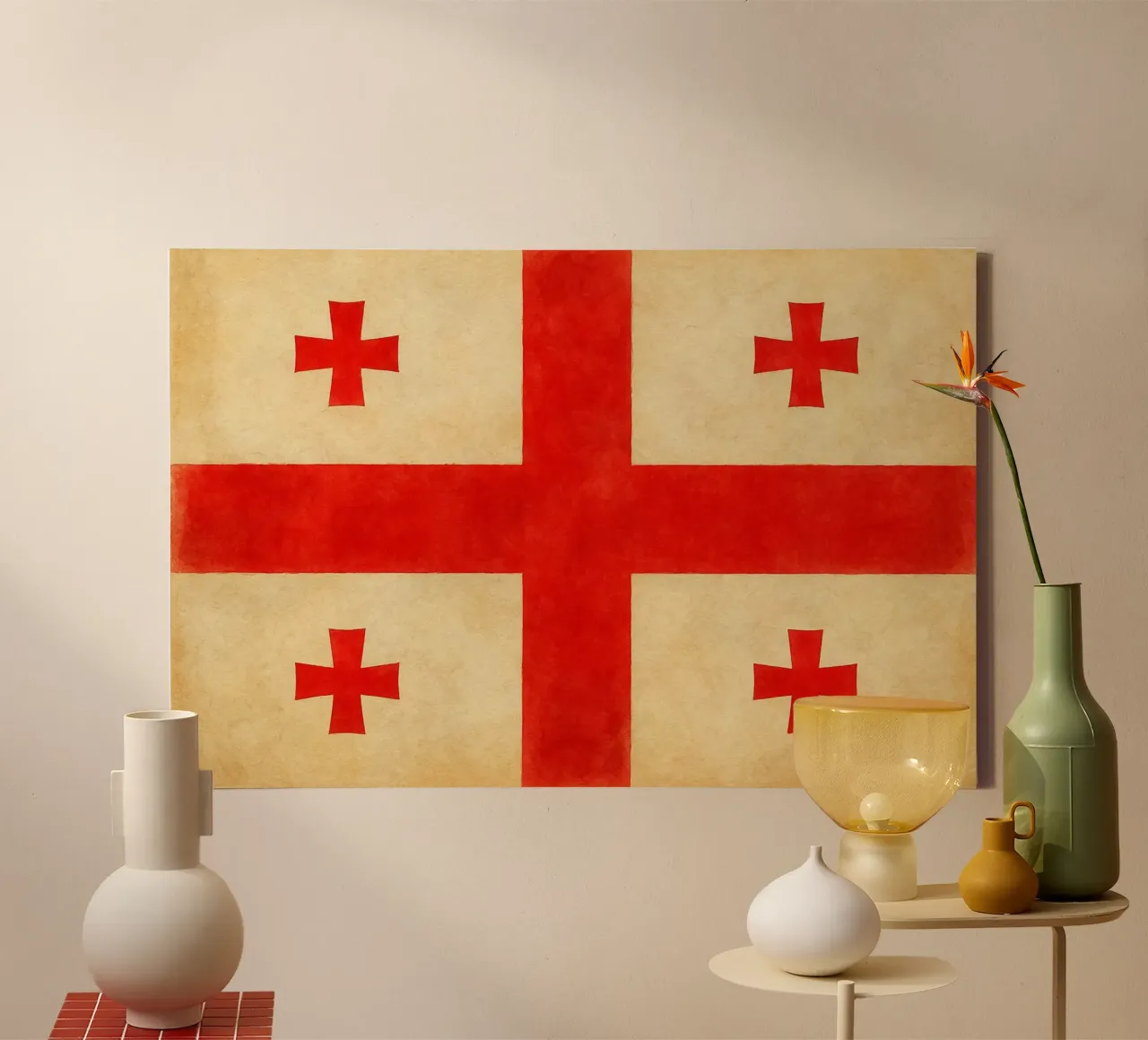 Georgia Flag Painting tela con Cornice a cassetta da Kania